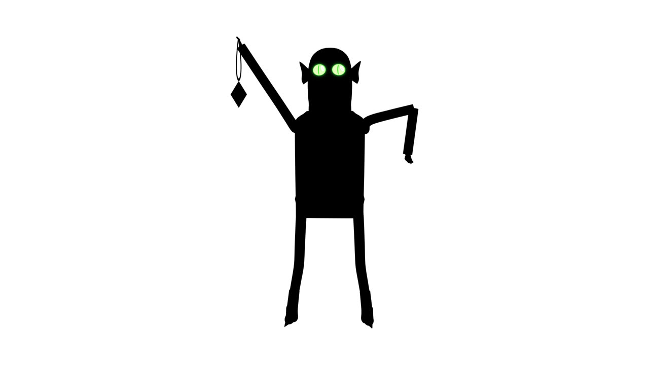 Official silhouette teaser of the Halloween banner Secret with glowing green eyes